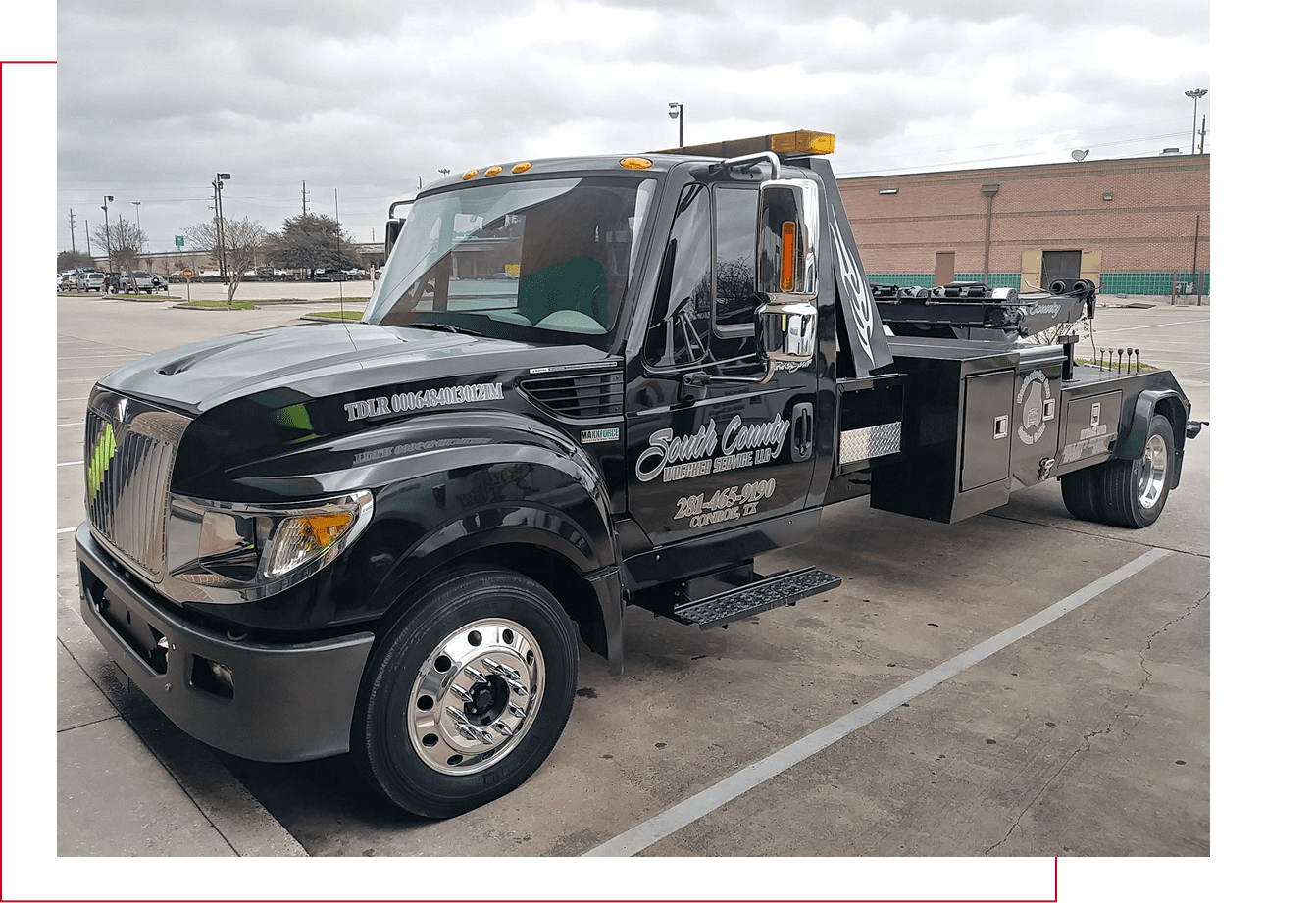 Heavy-duty tow truck in urban setting